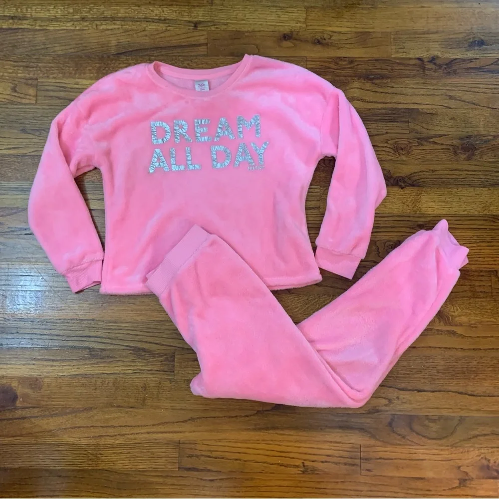 Girls Justice 2 Pc Pajama Set Top & Bottoms Pink Dream All Day Super Soft & Comf